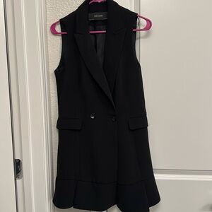 Zara - Black Vested Blazer Dress With Frills
